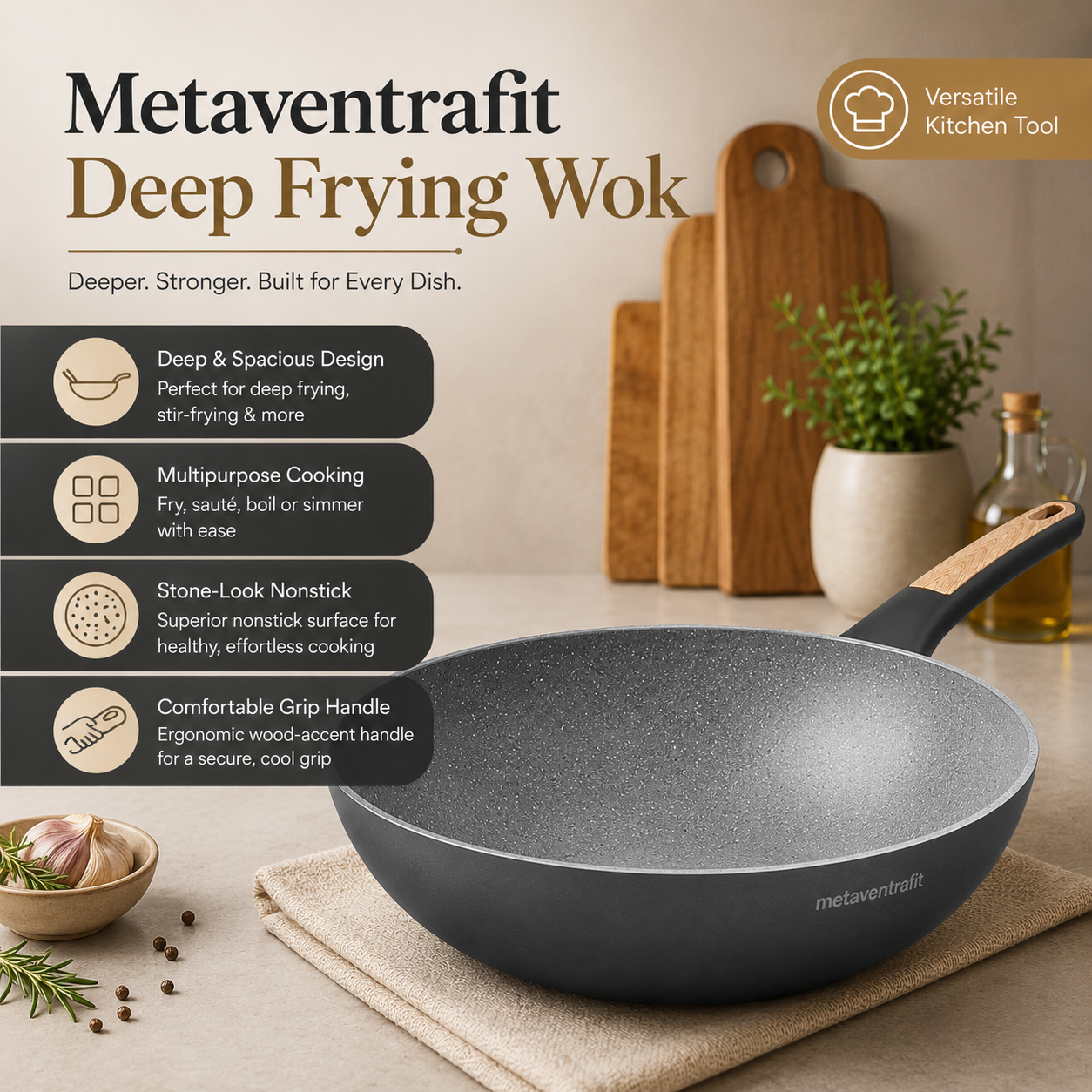 metaventrafit™ Deep Frying Wok